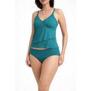 Lands End Tankini Swim Set Teal Womens XS Top Size 6 Bottom Modest Fit